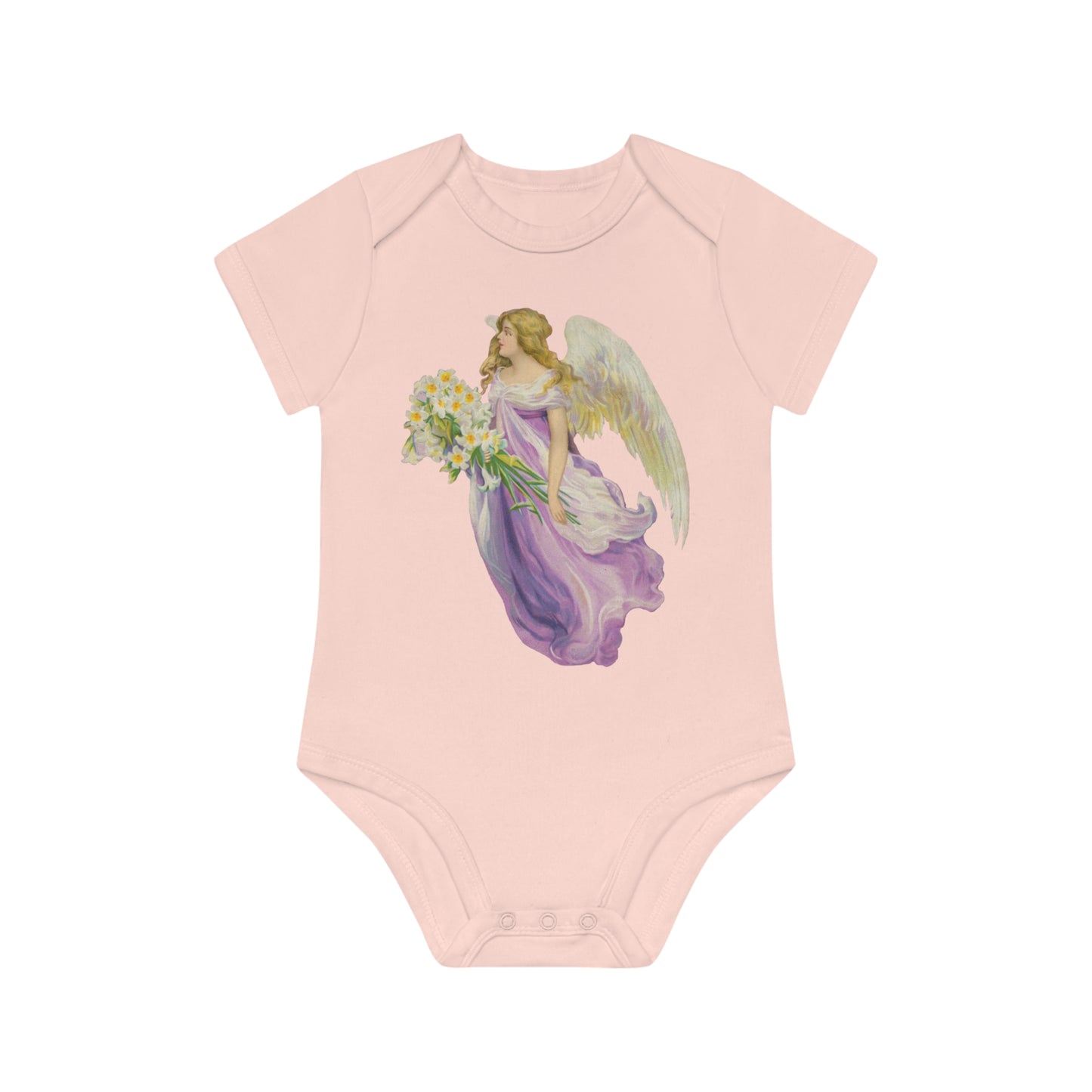 Victorian Organics baby bodysuit cotton short sleeve angel in purple