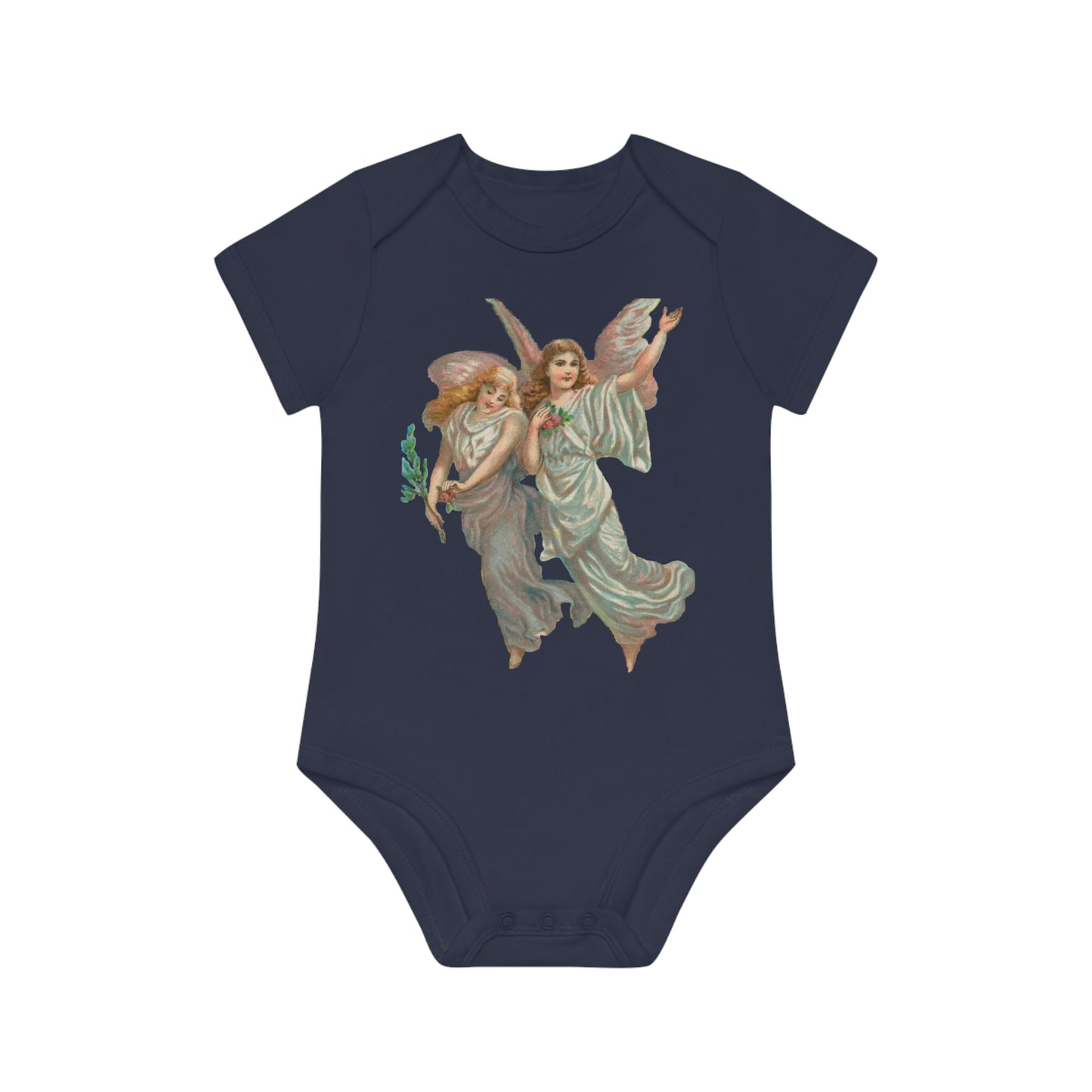 Victorian Organics baby bodysuit cotton short sleeve heavenly angel art