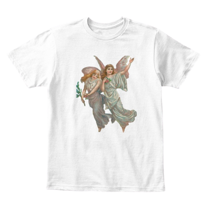 Mythic Art Clothing Kids Cotton Tee Classic T-Shirt with Heavenly Angel Art Print White Front