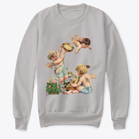 Kids Crewneck Sweatshirt with Cherubs Playing Music