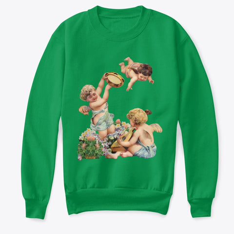 Kids Crewneck Sweatshirt with Cherubs Playing Music