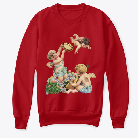 Kids Crewneck Sweatshirt with Cherubs Playing Music