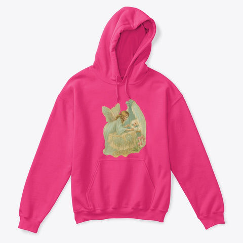 Kids Hoodie Sweatshirt with Angel Watching Over Baby in Bassinet