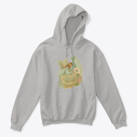 Kids Hoodie Sweatshirt with Angel Watching Over Baby in Bassinet