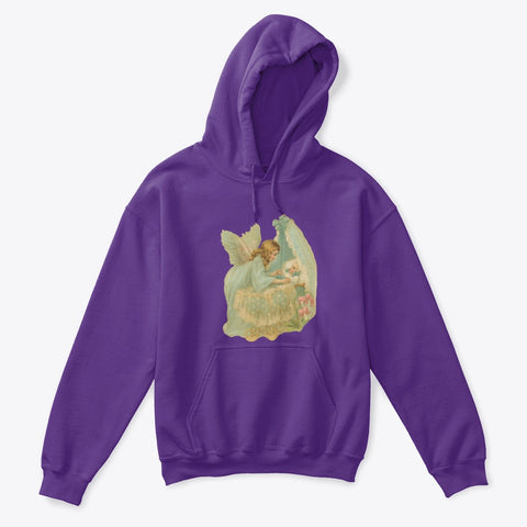 Kids Hoodie Sweatshirt with Angel Watching Over Baby in Bassinet