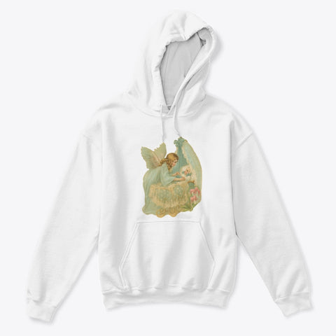 Kids Hoodie Sweatshirt with Angel Watching Over Baby in Bassinet