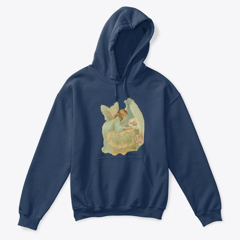 Kids Hoodie Sweatshirt with Angel Watching Over Baby in Bassinet