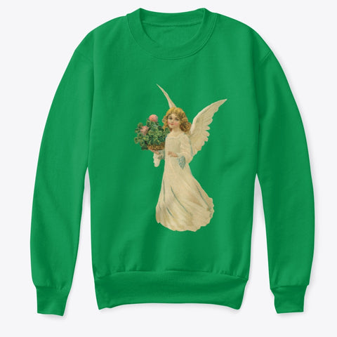 Kids Crewneck Sweatshirt with Angel and Four Leaf Clover