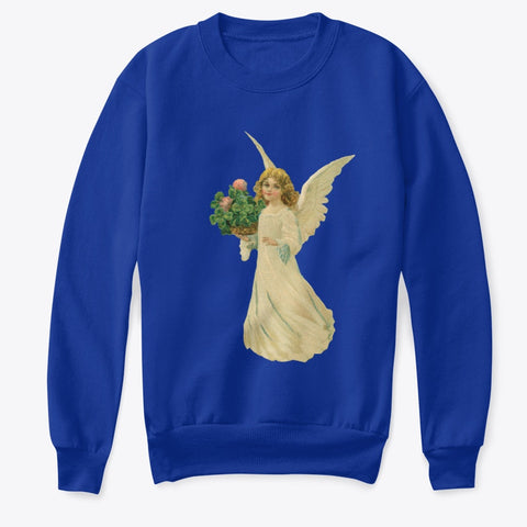 Kids Crewneck Sweatshirt with Angel and Four Leaf Clover