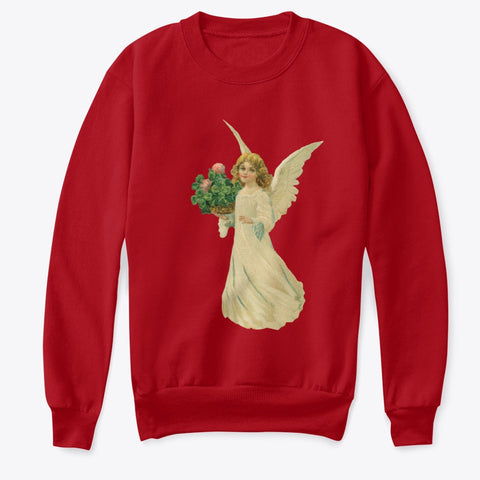 Kids Crewneck Sweatshirt with Angel and Four Leaf Clover