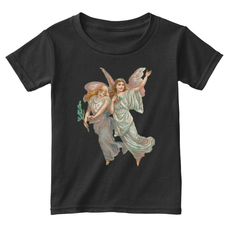 Mythic Art Clothing Toddler Classic Cotton Tee with Heavenly Angel Art Print Black Front