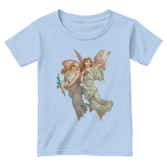 Mythic Art Clothing Toddler Classic Cotton Tee with Heavenly Angel Art Print Light Blue Front