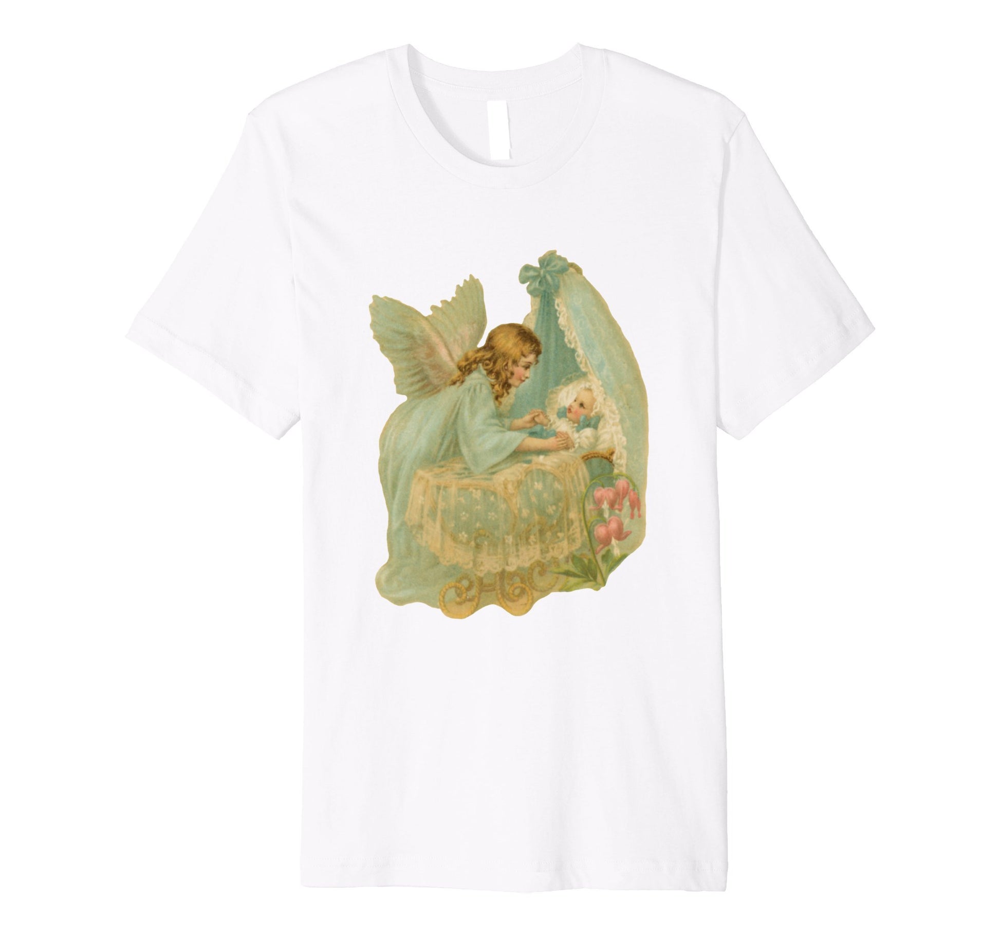 Unisex Cotton Tee Premium T-shirt Angel over Bassinet White