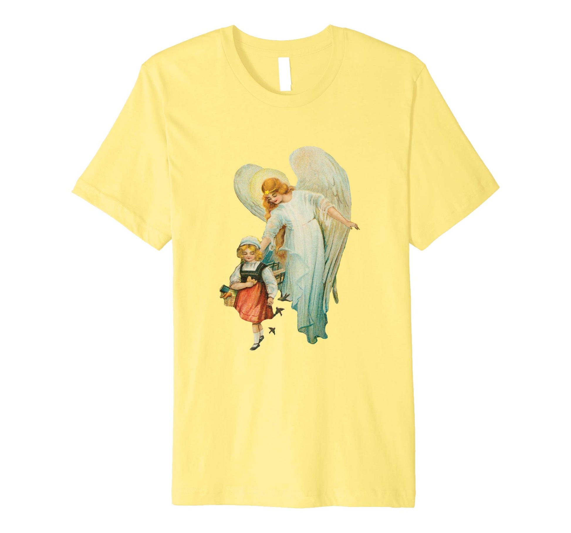 Unisex Cotton Tee Premium T-shirt Guardian Angel with Girl Lemon