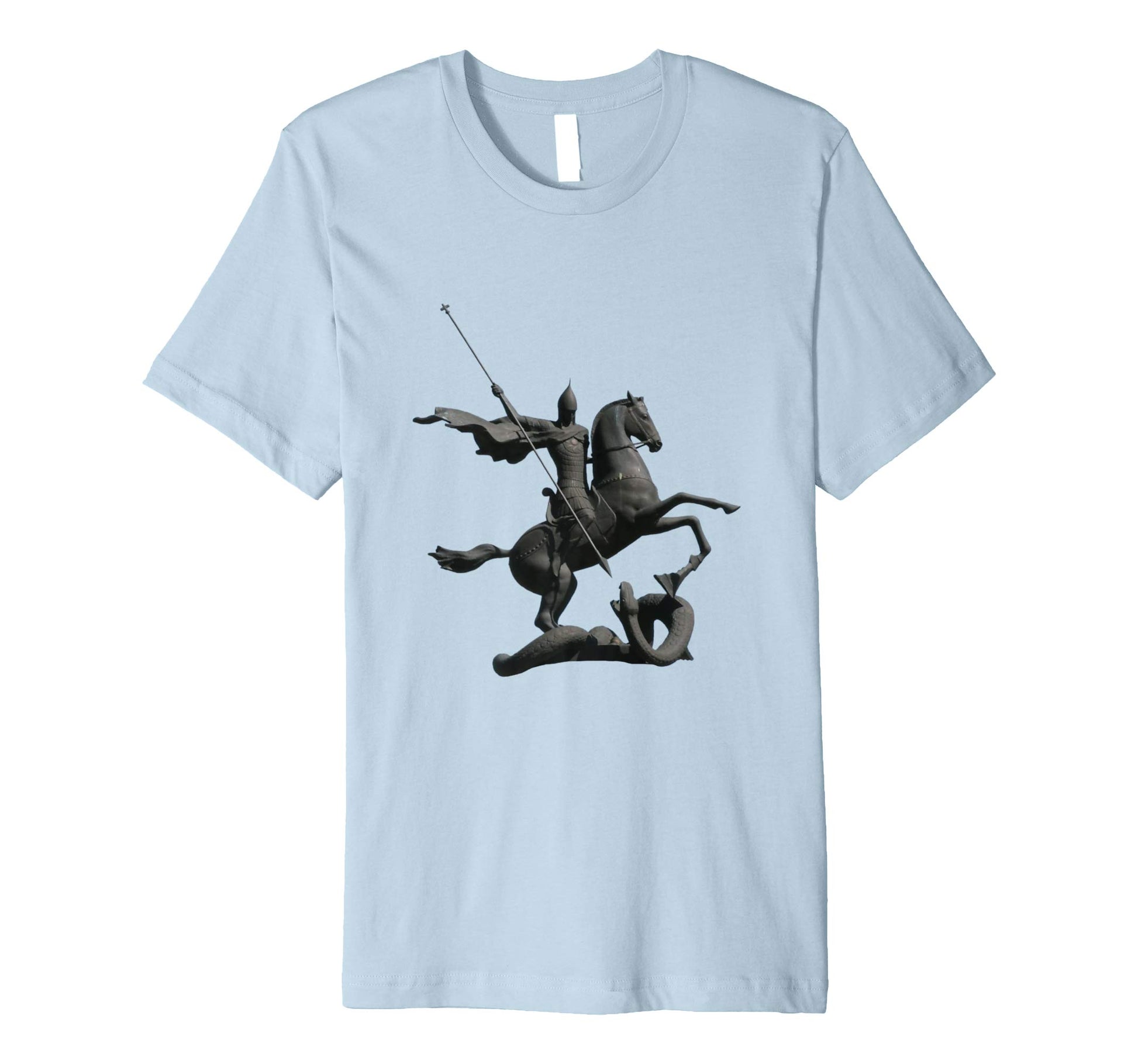 Unisex Cotton Tee Premium T-shirt Saint George and Dragon Baby Blue