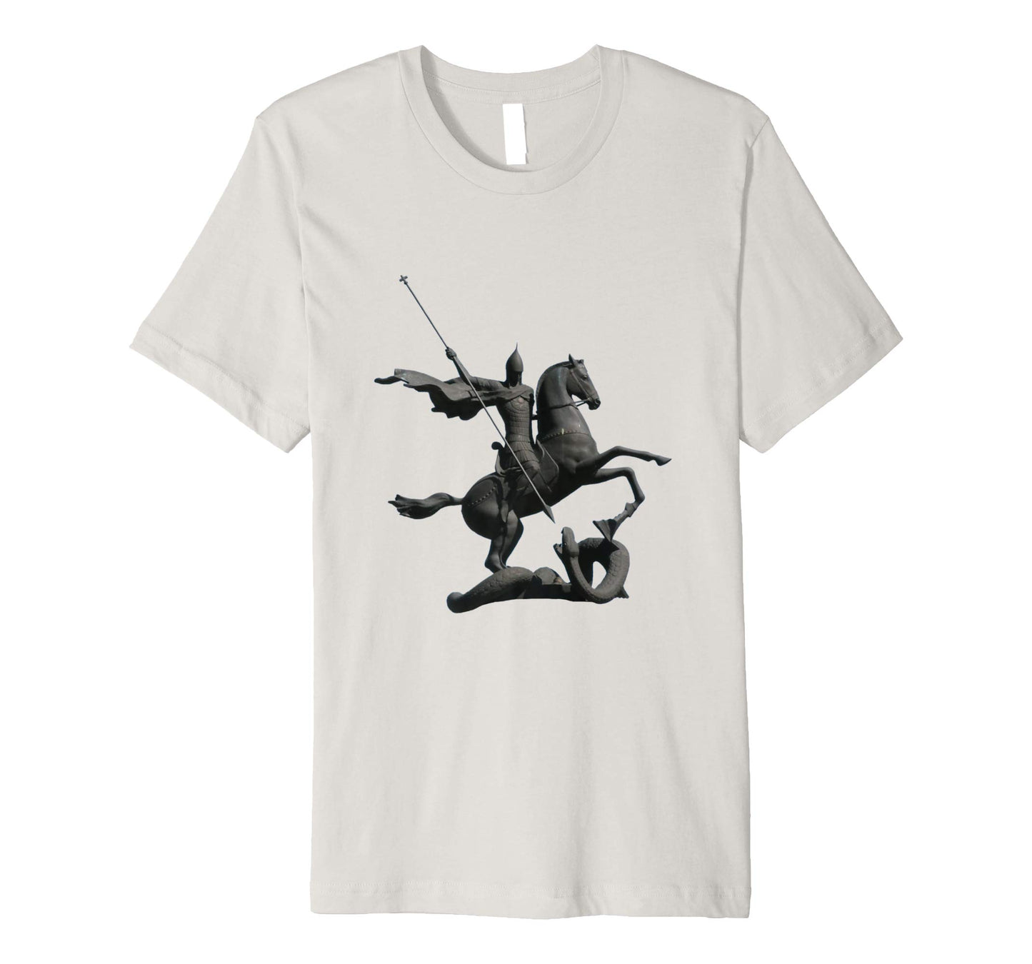 Unisex Cotton Tee Premium T-shirt Saint George and Dragon Silver