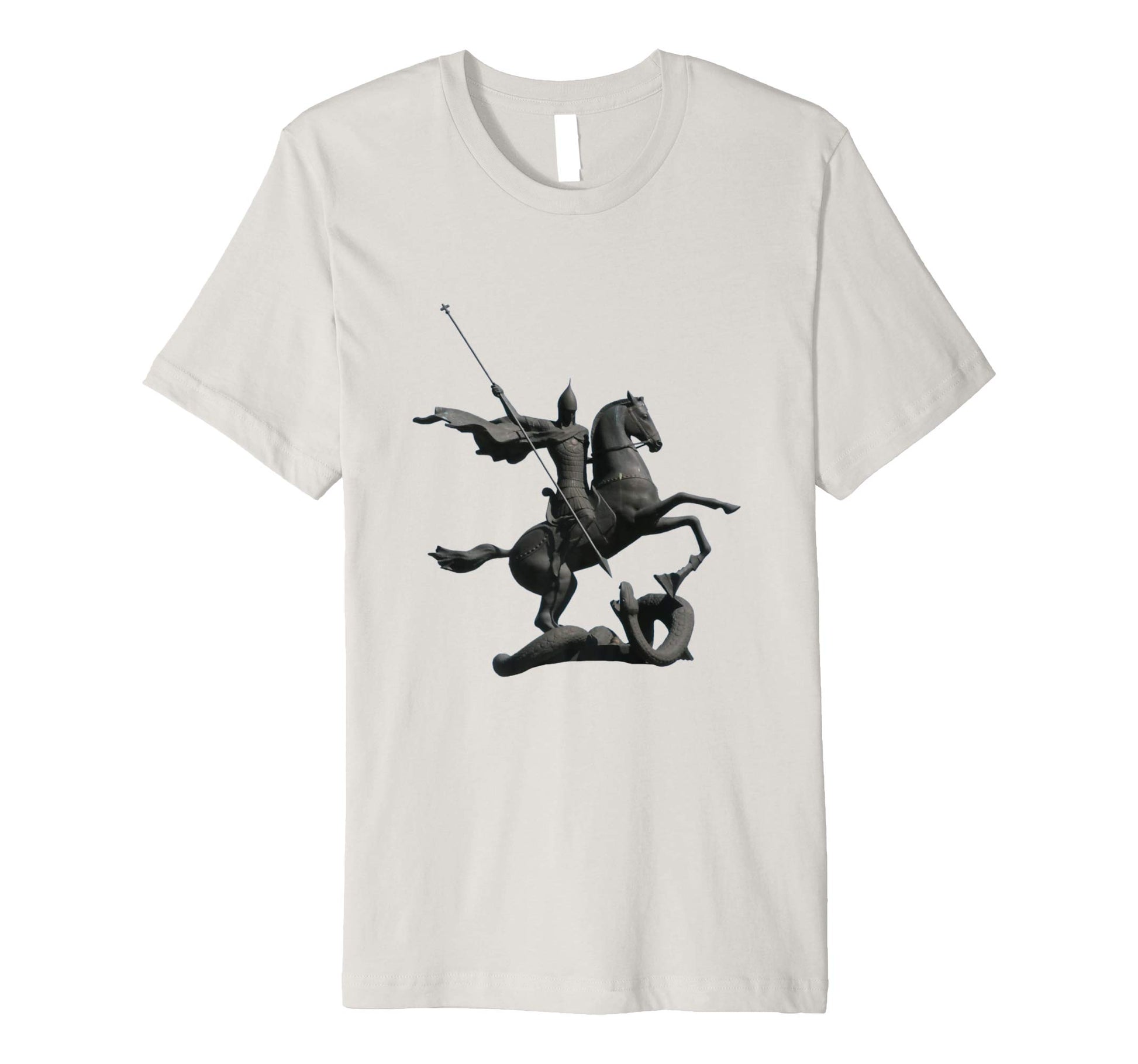 Unisex Cotton Tee Premium T-shirt Saint George and Dragon Silver