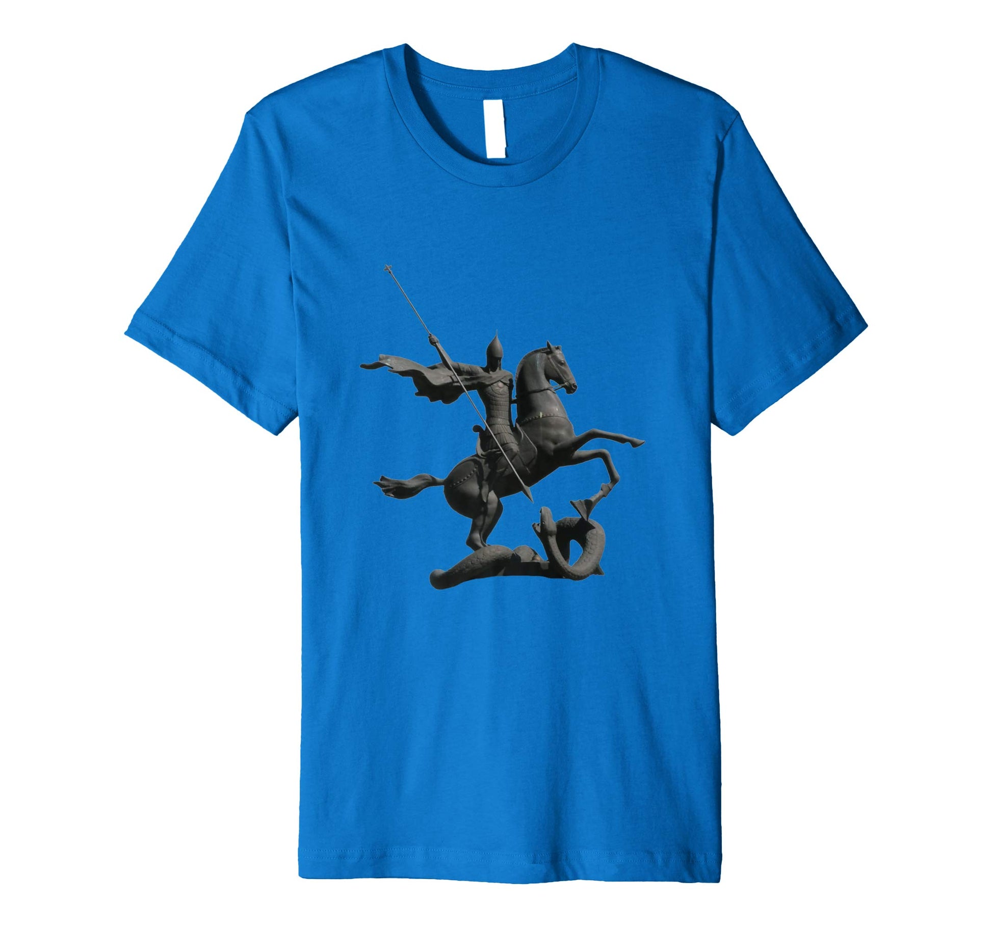 Unisex Cotton Tee Premium T-shirt Saint George and Dragon Royal Blue