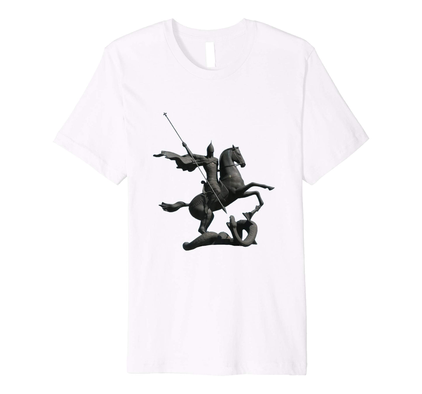 Unisex Cotton Tee Premium T-shirt Saint George and Dragon White