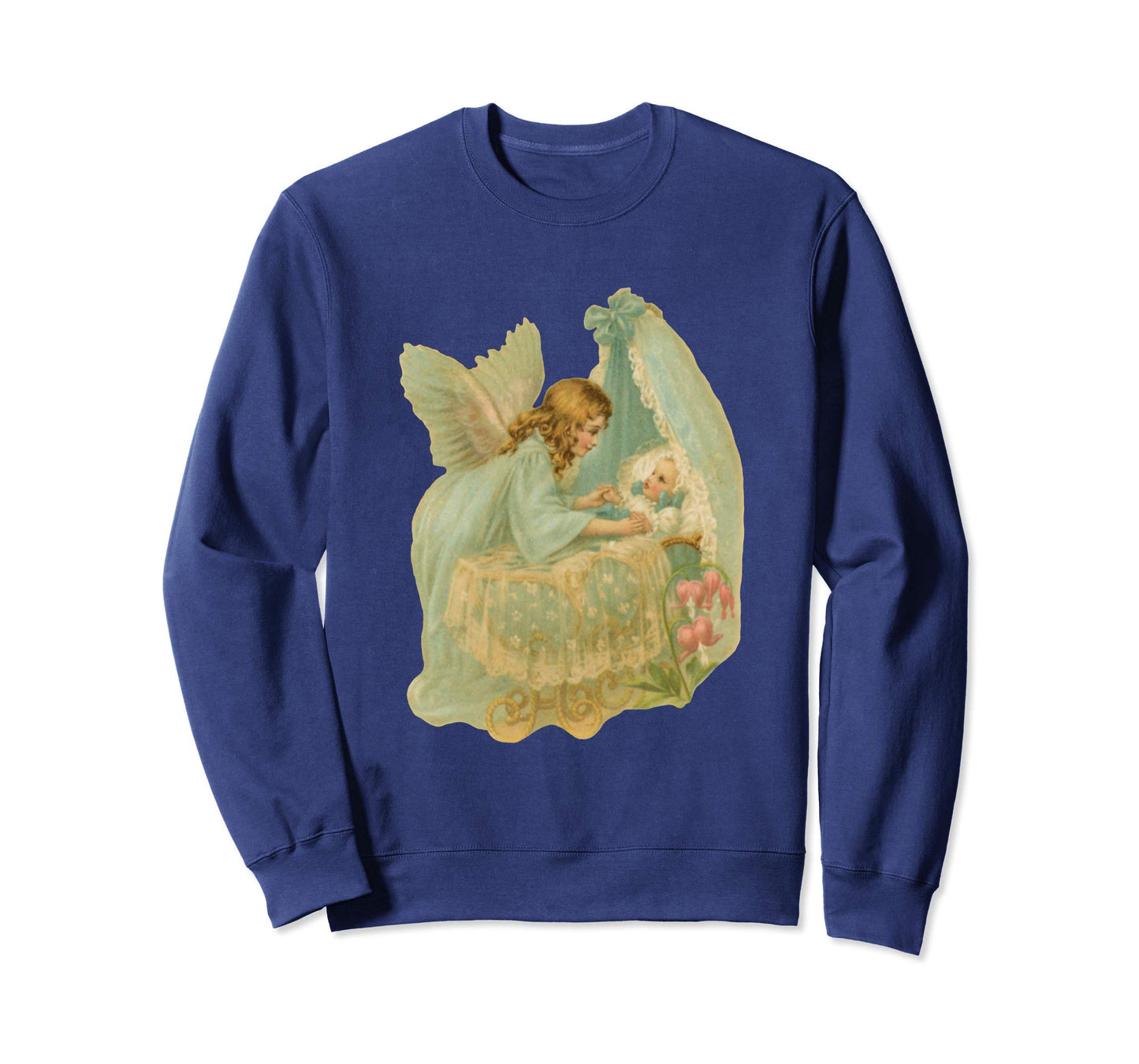 Unisex Crewneck Sweatshirt Angel over Bassinet Navy