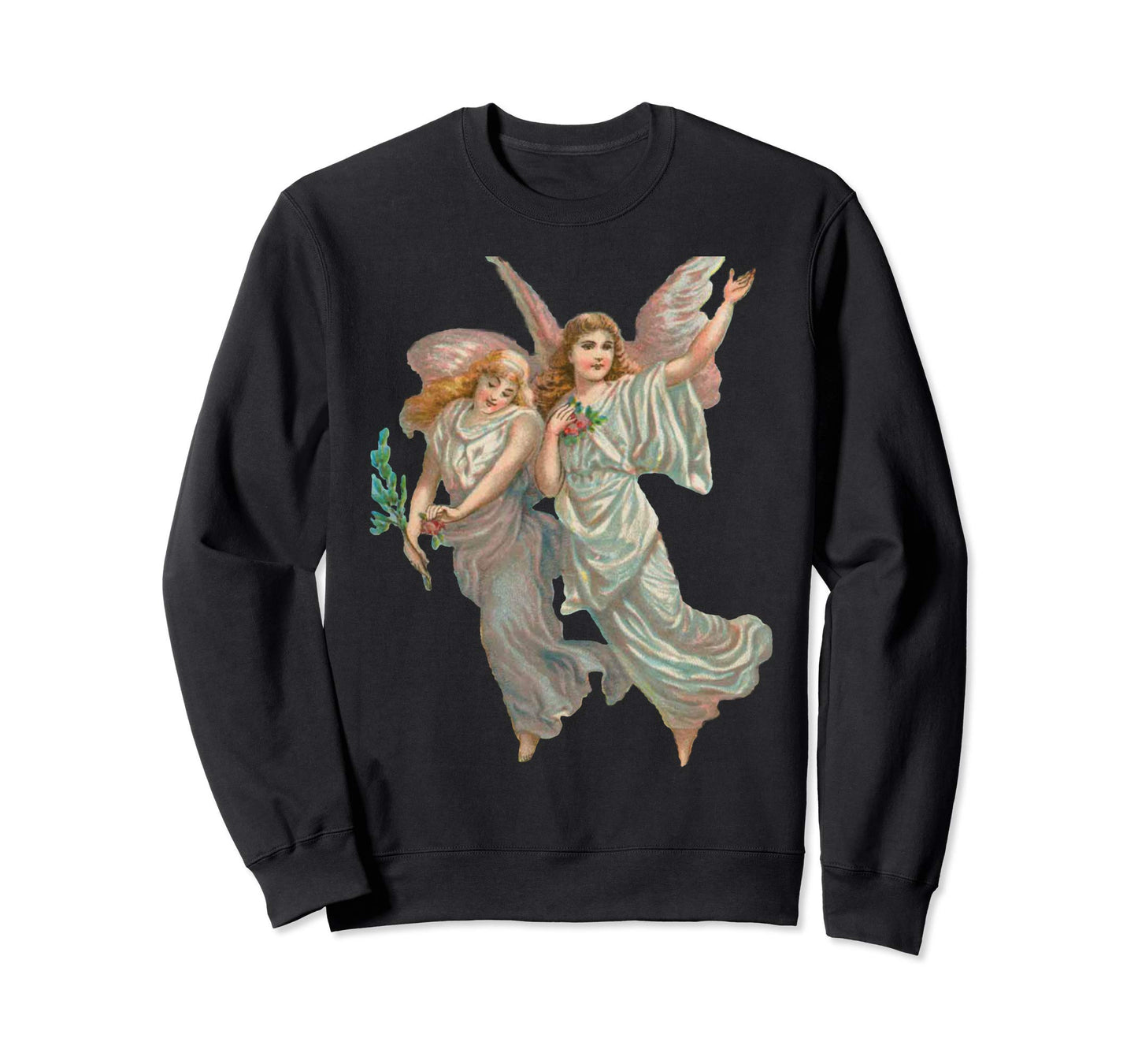 Unisex Crewneck Sweatshirt Heavenly Angel Art Black
