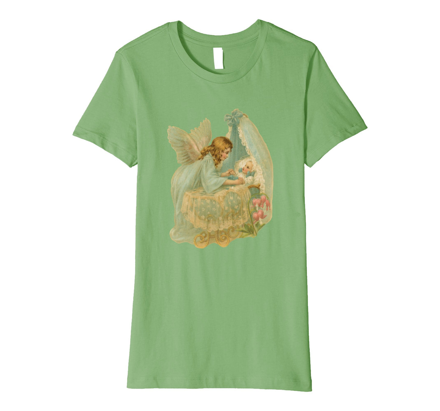 Womens Cotton Tee T-Shirt Gift for Mom with Angel over Bassinet Art