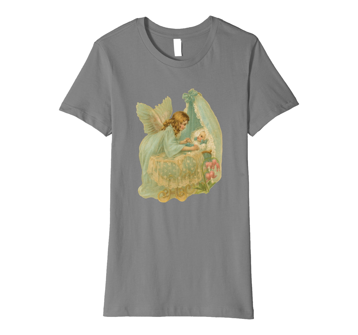 Womens Cotton Tee T-Shirt Gift for Mom with Angel over Bassinet Art