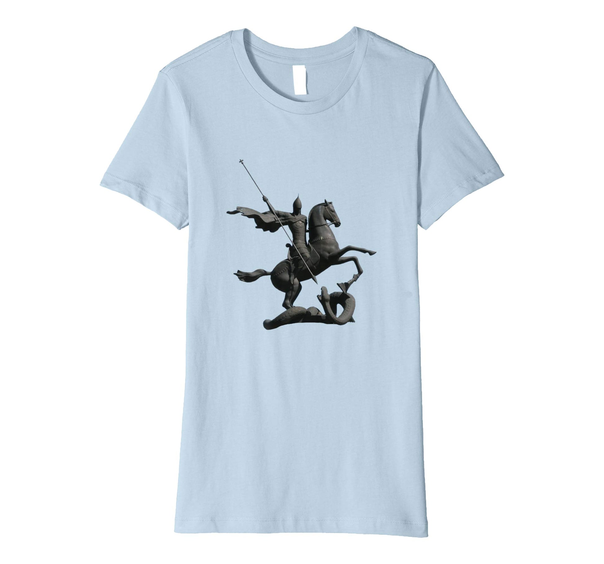 Womens Cotton Tee T-shirt Gift for Mom with Saint George and Dragon Baby Blue