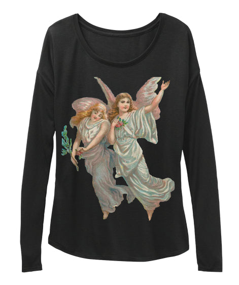 Womens Long Sleeve Tee with Heavenly Angel Art Print