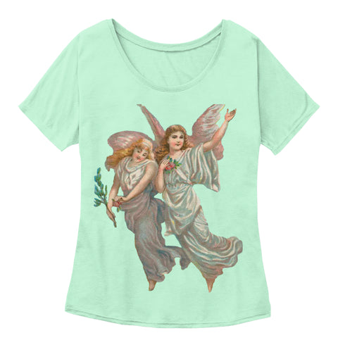 Womens Slouchy Tee with Heavenly Angel Art Print