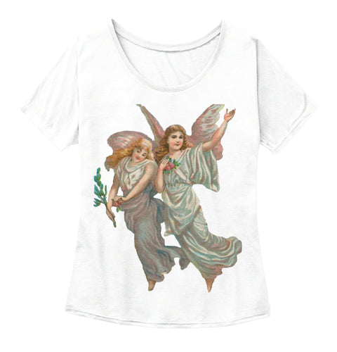 Womens Slouchy Tee with Heavenly Angel Art Print