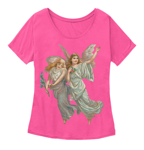Womens Slouchy Tee with Heavenly Angel Art Print
