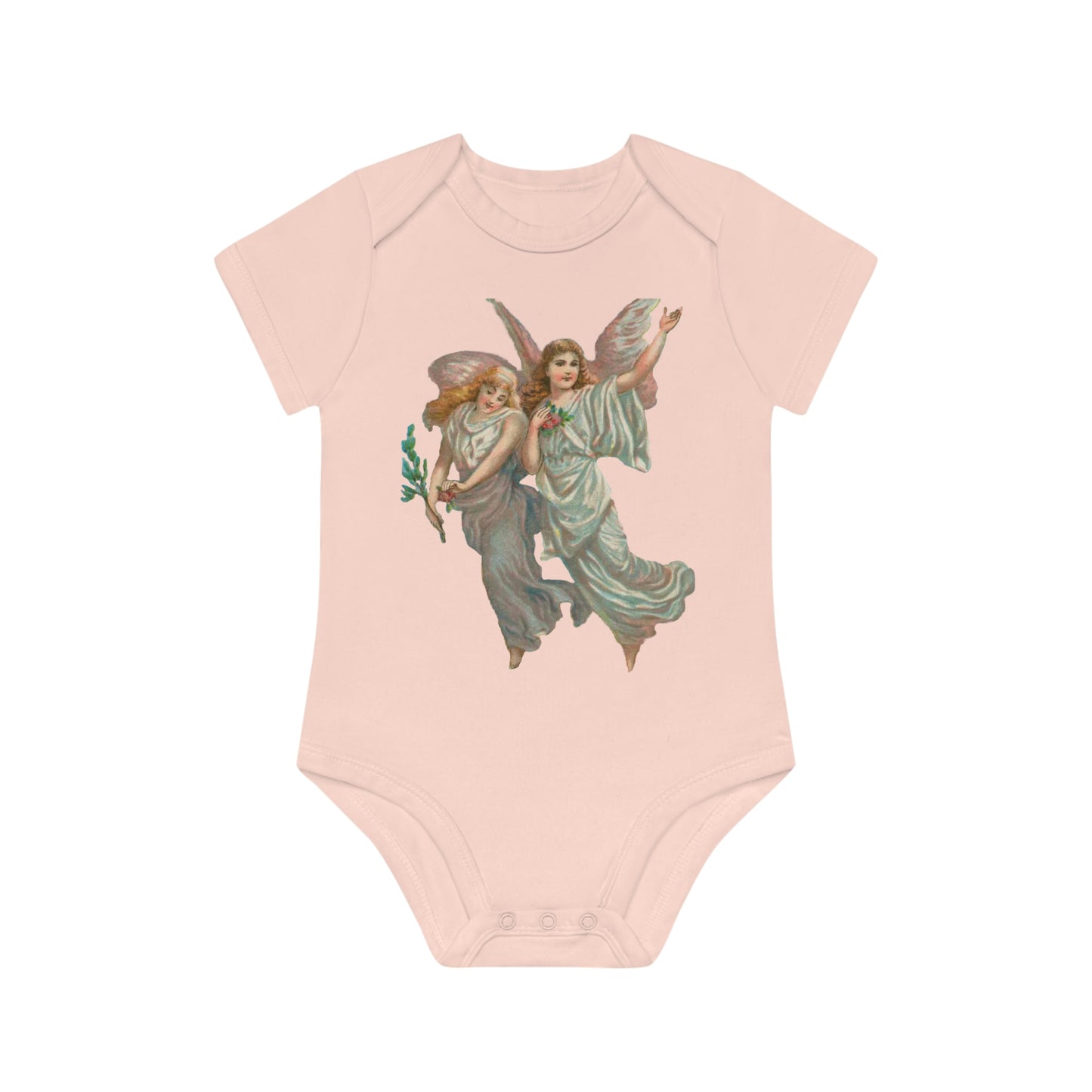 Victorian Organics baby bodysuit cotton short sleeve heavenly angel art