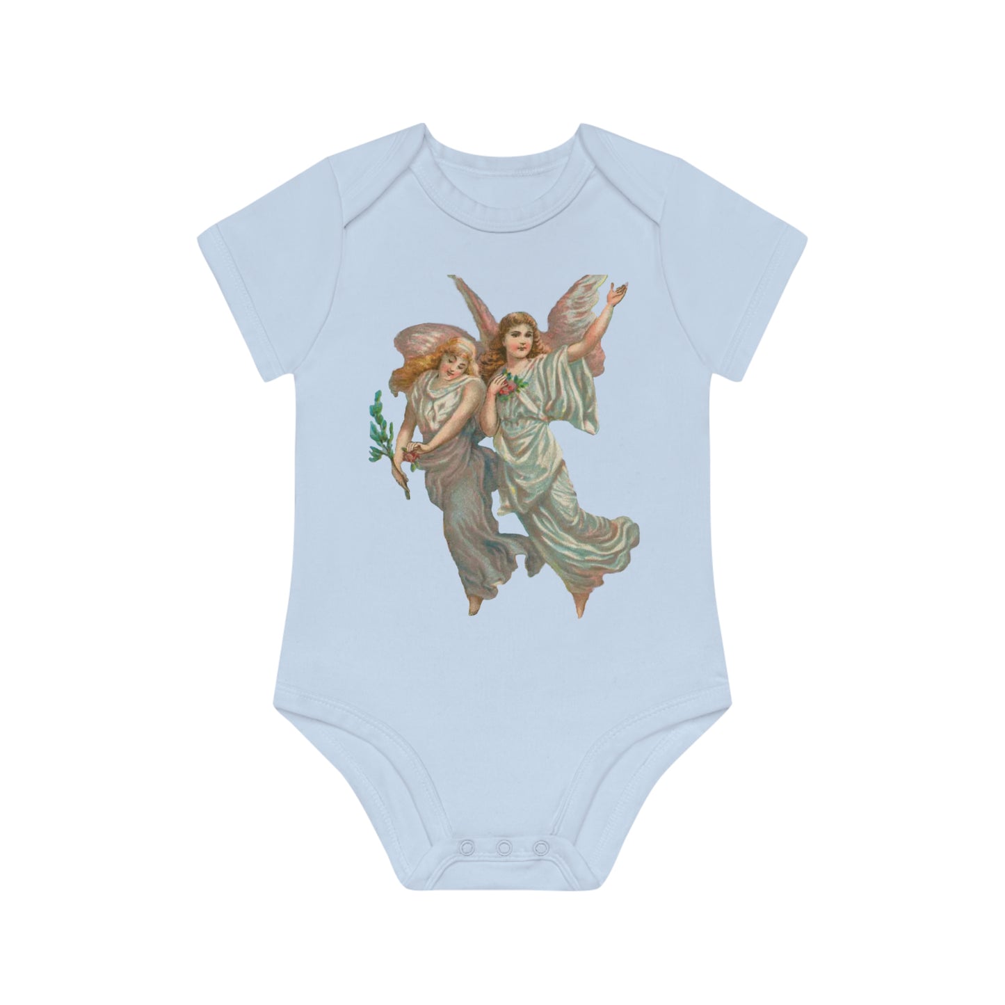 Victorian Organics baby bodysuit cotton short sleeve heavenly angel art