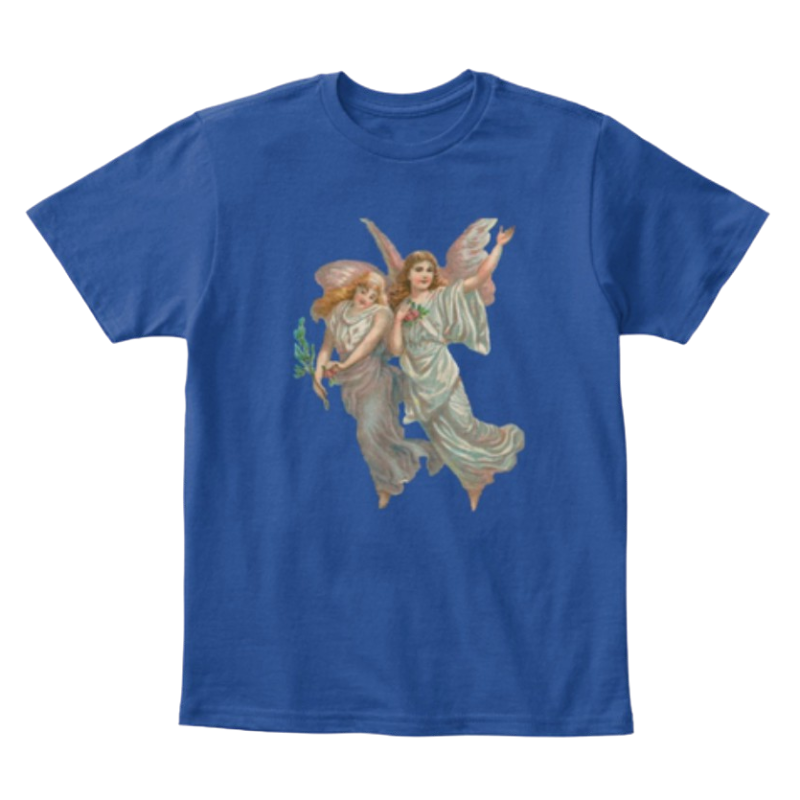 Mythic Art Clothing Kids Cotton Tee Classic T-Shirt with Heavenly Angel Art Print Deep Royal Front