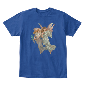 Mythic Art Clothing Kids Cotton Tee Classic T-Shirt with Heavenly Angel Art Print Deep Royal Front