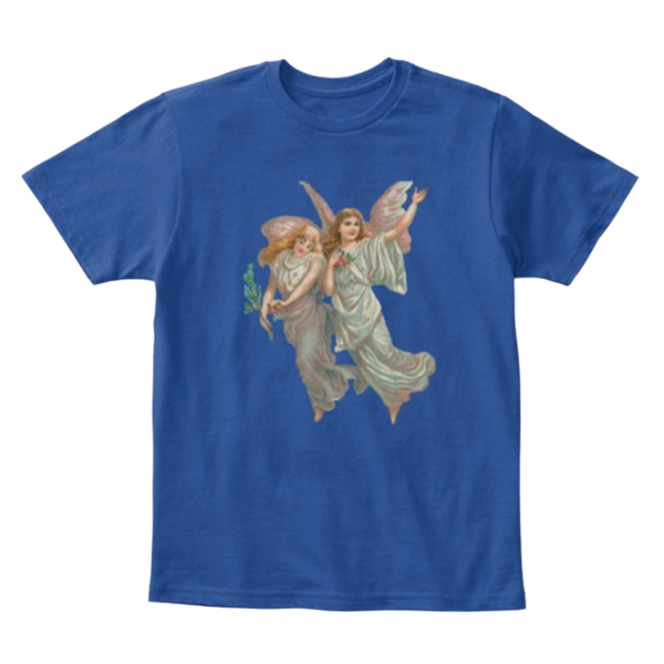 Mythic Art Clothing Kids Cotton Tee Classic T-Shirt with Heavenly Angel Art Print Deep Royal Front