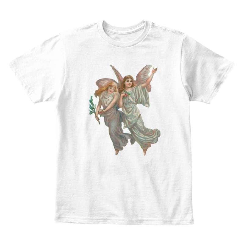 Mythic Art Clothing Kids Cotton Tee Classic T-Shirt with Heavenly Angel Art Print White Front