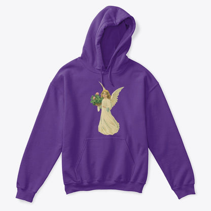 Kids Hoodie Sweatshirt with Angel and Four Leaf Clover
