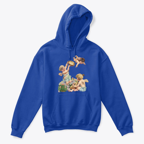 Kids Hoodie Sweatshirt with Cherubs Playing Music