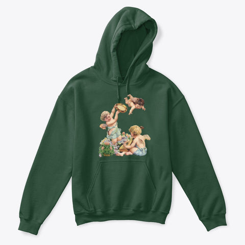 Kids Hoodie Sweatshirt with Cherubs Playing Music