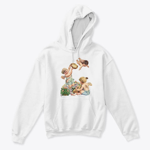 Kids Hoodie Sweatshirt with Cherubs Playing Music