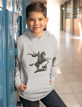 Kids Hoodie Sweatshirt with Saint George and the Dragon Print