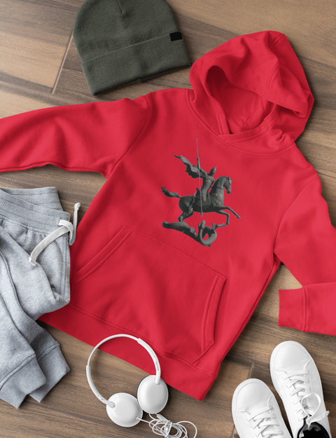 Kids Hoodie Sweatshirt with Saint George and the Dragon Print