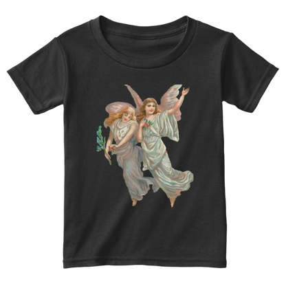Mythic Art Clothing Toddler Classic Cotton Tee with Heavenly Angel Art Print Black Front