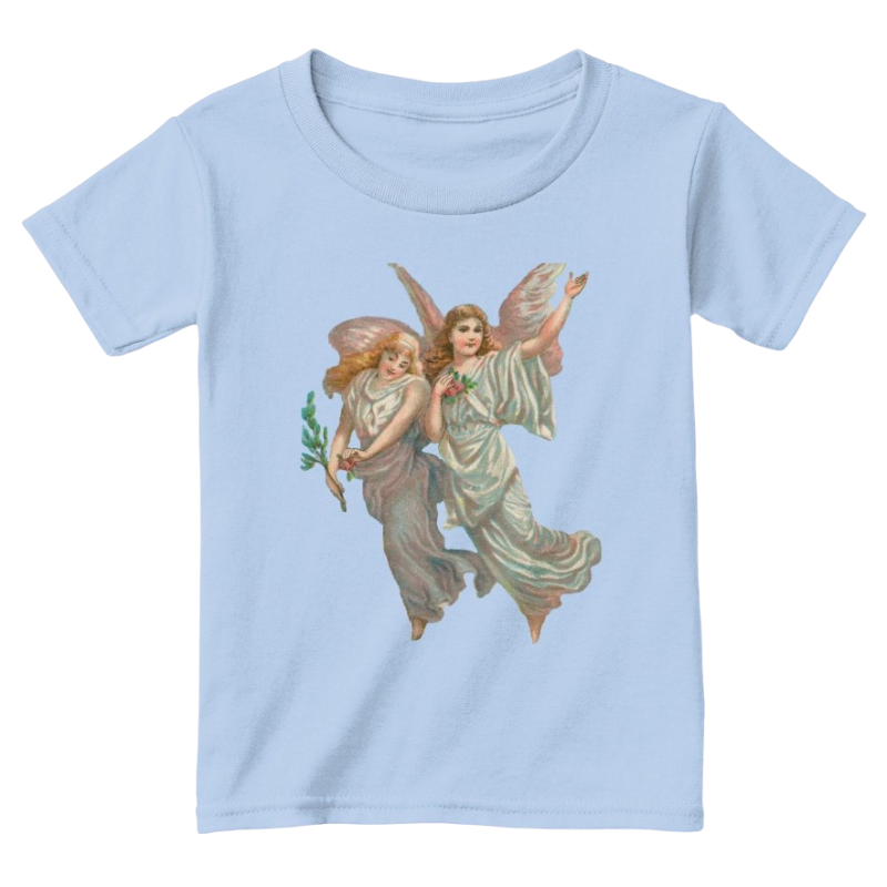 Mythic Art Clothing Toddler Classic Cotton Tee with Heavenly Angel Art Print Light Blue Front