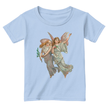 Mythic Art Clothing Toddler Classic Cotton Tee with Heavenly Angel Art Print Light Blue Front