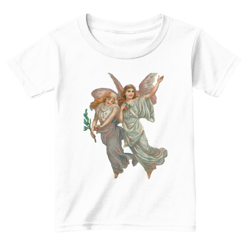 Mythic Art Clothing Toddler Classic Cotton Tee with Heavenly Angel Art Print White Front