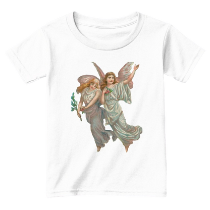 Mythic Art Clothing Toddler Classic Cotton Tee with Heavenly Angel Art Print White Front