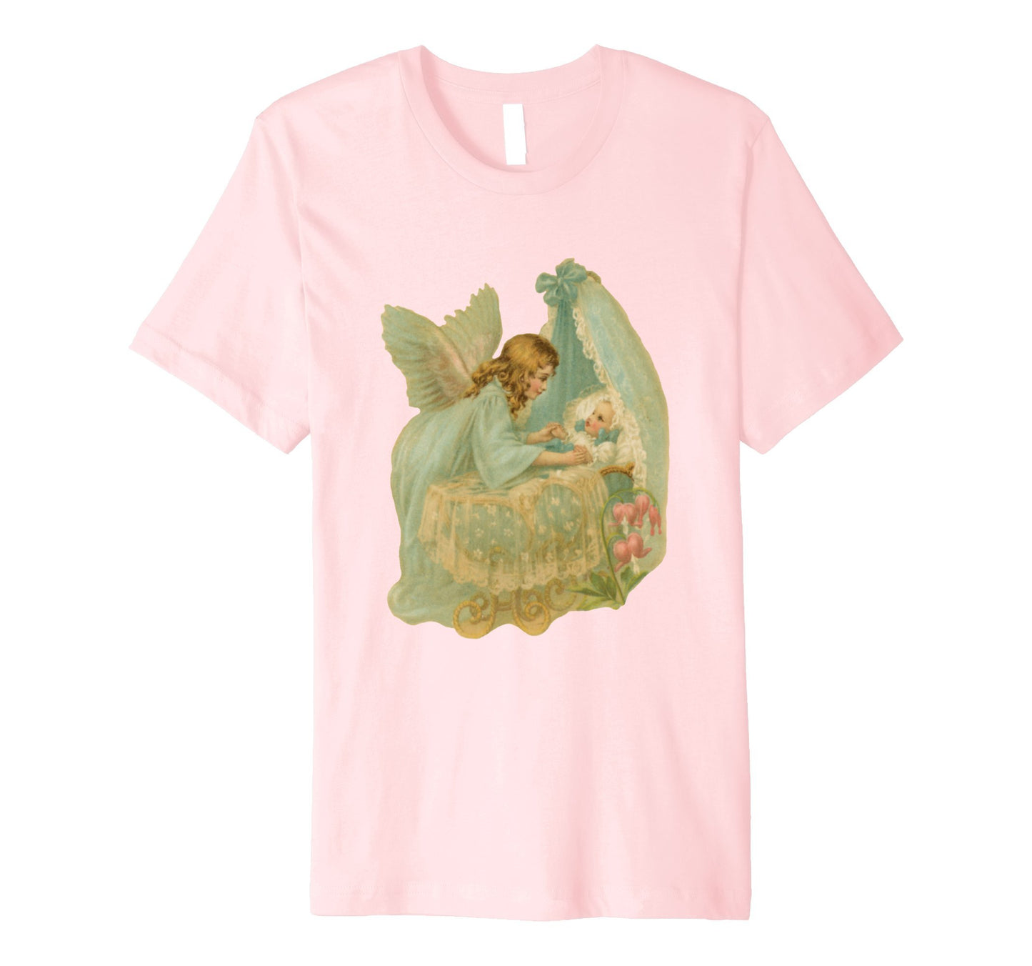 Unisex Cotton Tee Premium T-shirt Angel over Bassinet Pink